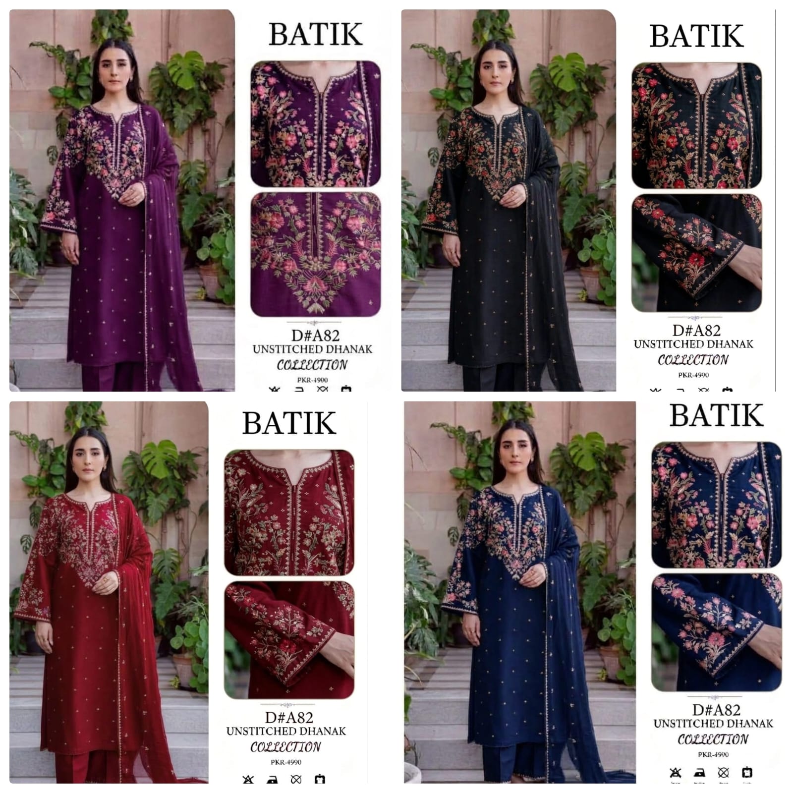 Dhanak embroidered luxury unstitched 3pc suit
